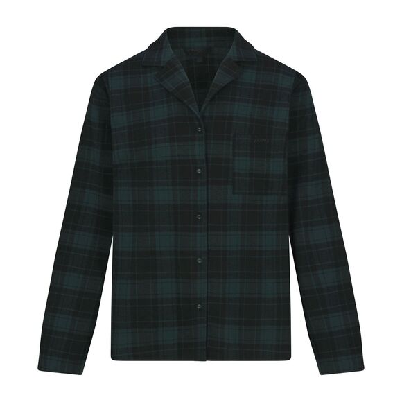 NEW Skims Flannel Plaid Sleep Shirt Button-Up Chest Pocket Cypress Plaid Medium - Picture 2 of 8
